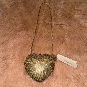 Aqua Gold Heart-Shaped Evening Bag